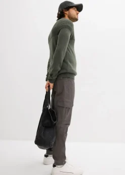 Pantalón tipo cargo de algodón puro con corte relajado, tapered