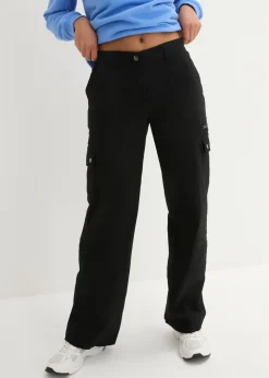 Pantalón tipo cargo de algodón, mid waist