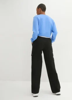 Pantalón tipo cargo de algodón, mid waist