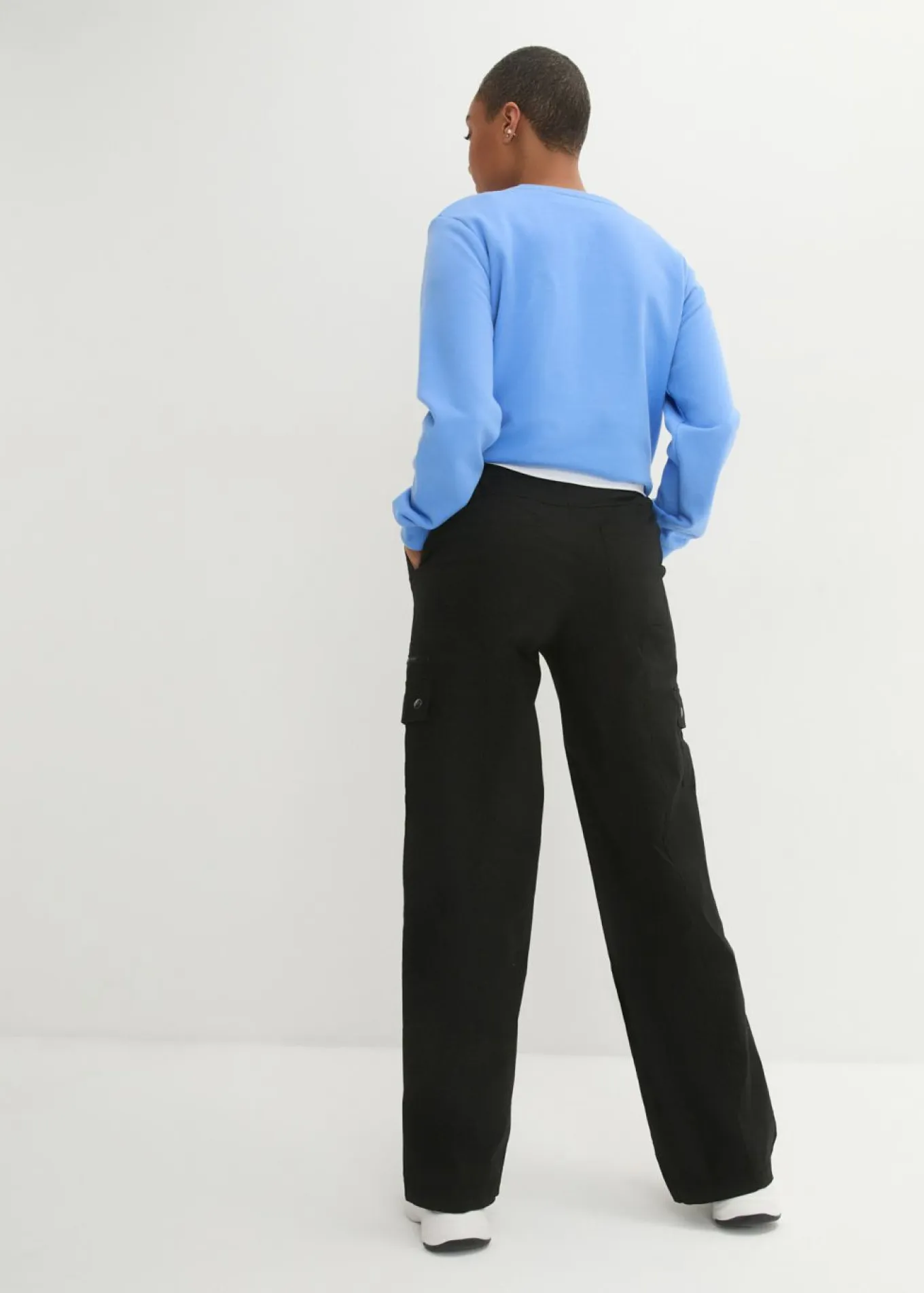 Pantalón tipo cargo de algodón, mid waist