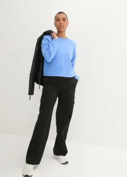 Pantalón tipo cargo de algodón, mid waist