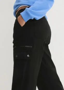 Pantalón tipo cargo de algodón, mid waist