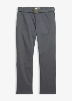Pantalón tipo chino con corte regular, cinturilla elástica, cinturón y forma recta