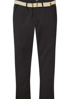 Pantalón tipo chino con corte regular, cinturilla elástica, cinturón y forma recta