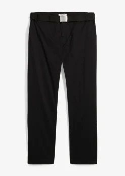 Pantalón tipo chino con corte regular, cinturilla elástica, cinturón y forma recta