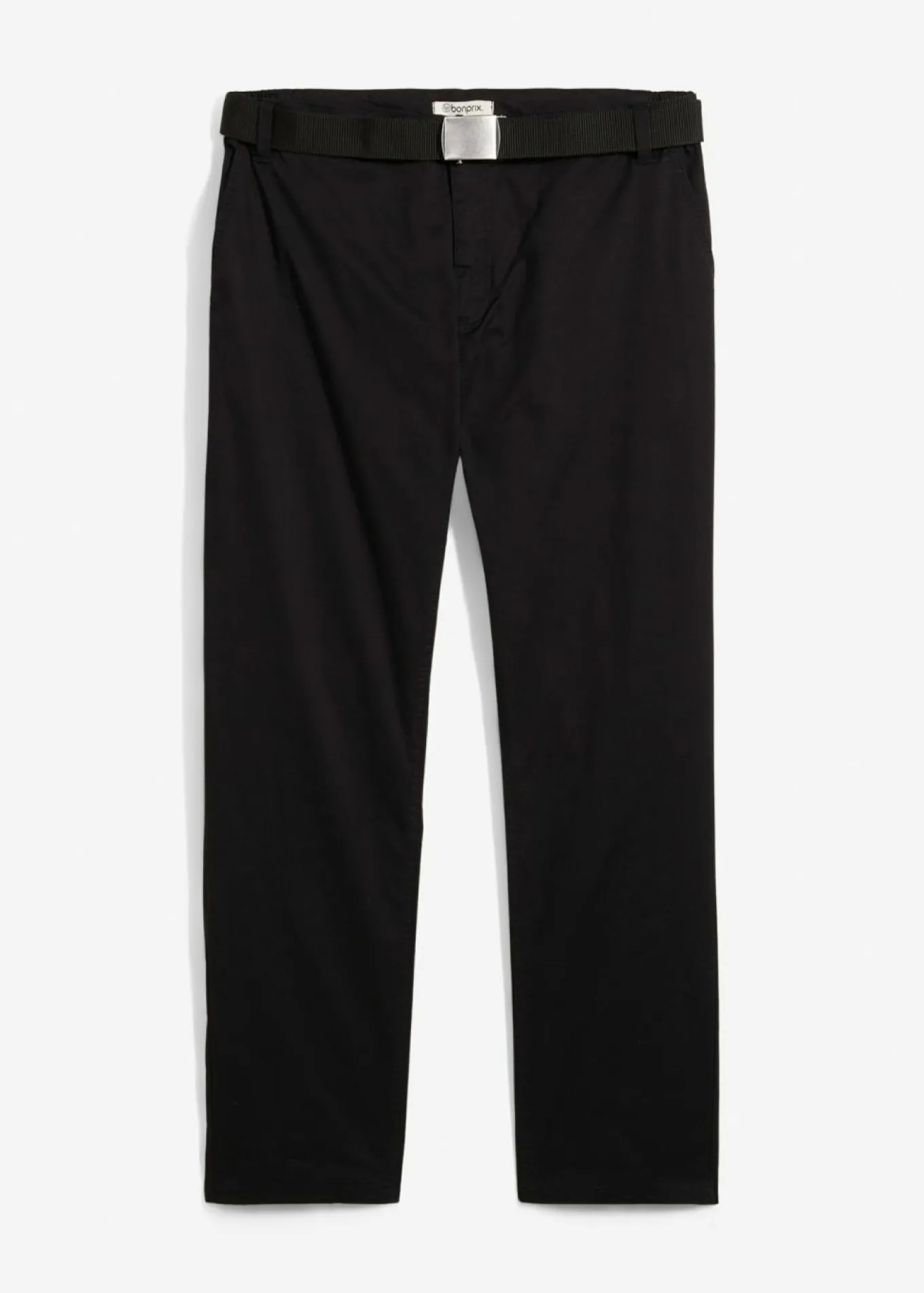 Pantalón tipo chino con corte regular, cinturilla elástica, cinturón y forma recta