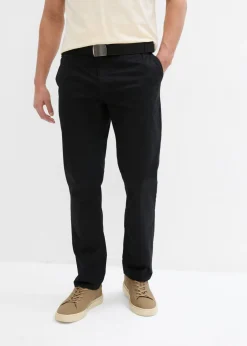 Pantalón tipo chino con corte regular, cinturilla elástica, cinturón y forma recta