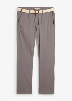 Pantalón tipo chino con corte regular, cinturilla elástica, cinturón y forma recta
