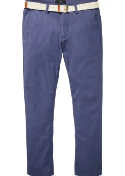 Pantalón tipo chino con corte regular, cinturilla elástica, cinturón y forma recta