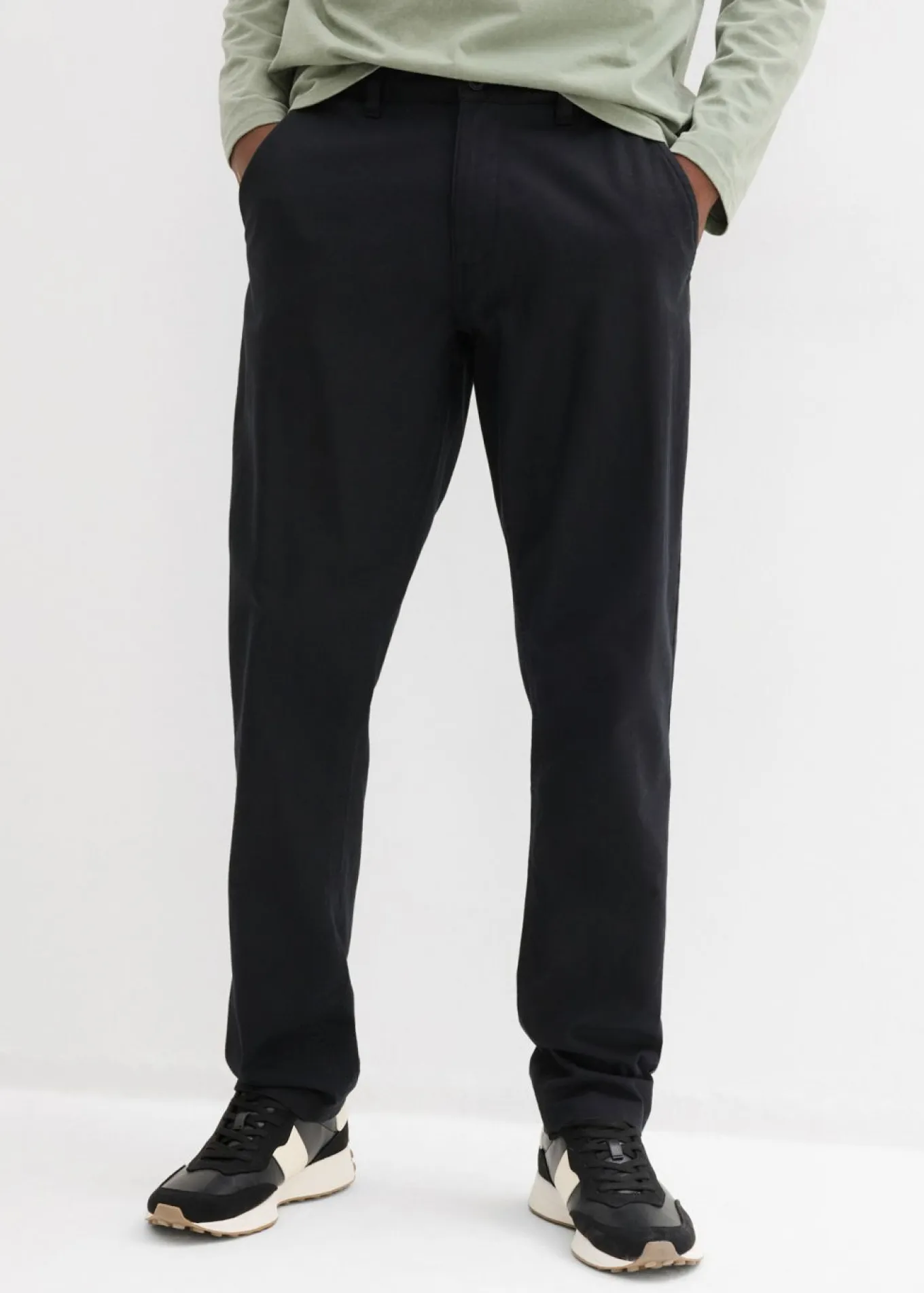 Pantalón tipo chino de lino puro con corte recto y regular