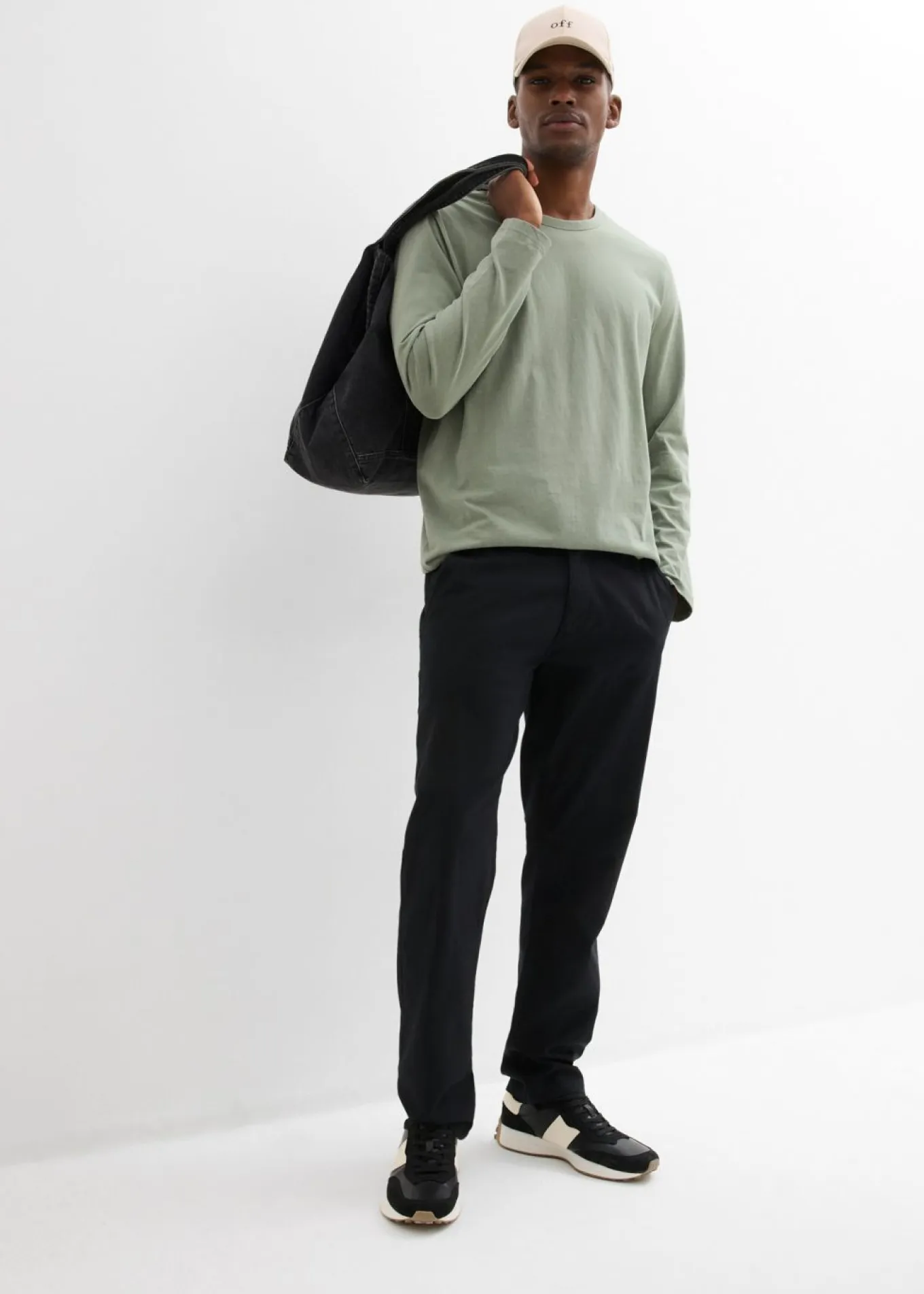 Pantalón tipo chino de lino puro con corte recto y regular