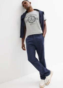 Pantalón tipo chino de lino puro con corte recto y regular
