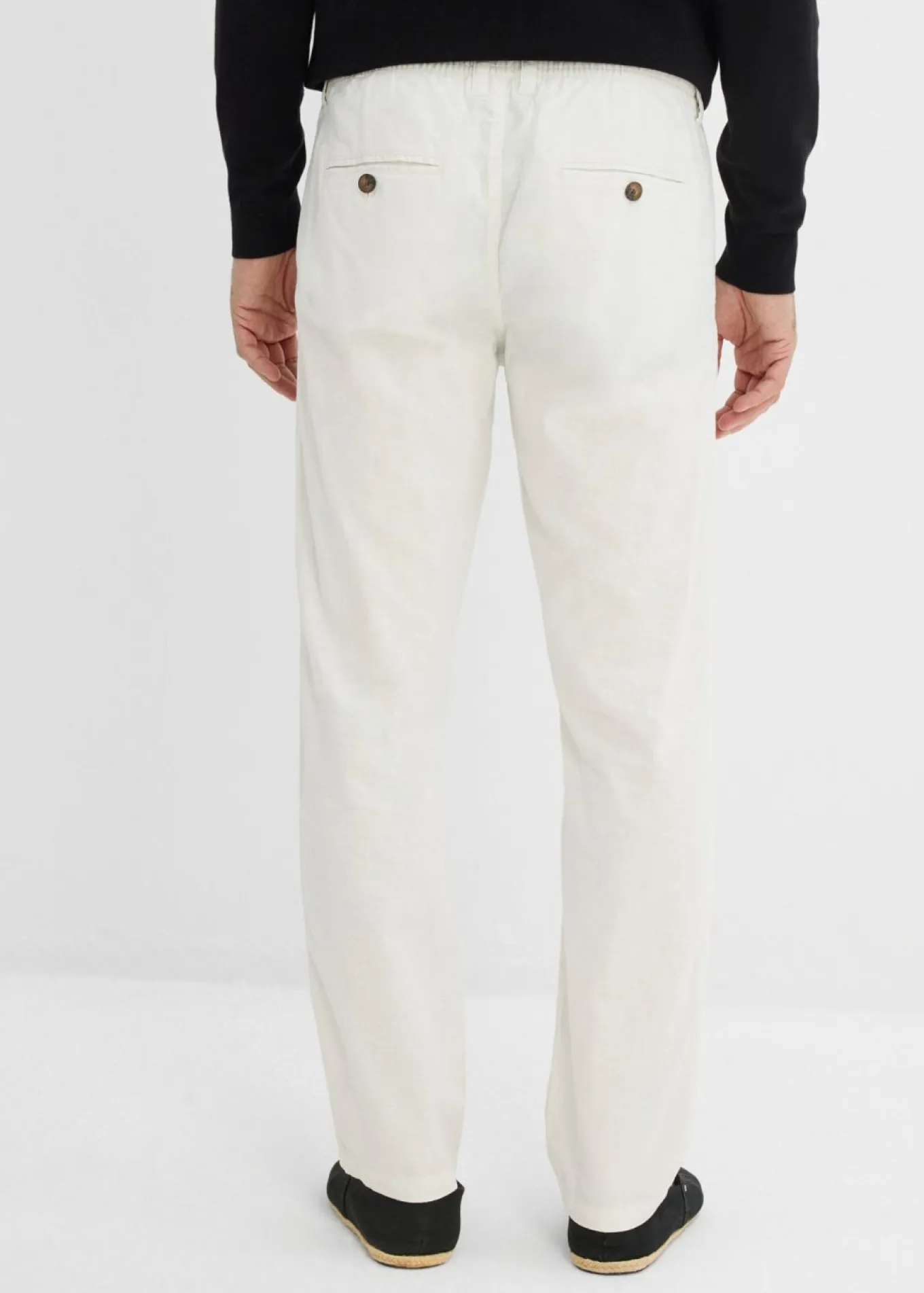 Pantalón tipo chino de mezcla de lino ligero con corte regular y forma recta