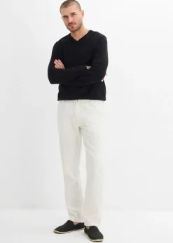 Pantalón tipo chino de mezcla de lino ligero con corte regular y forma recta