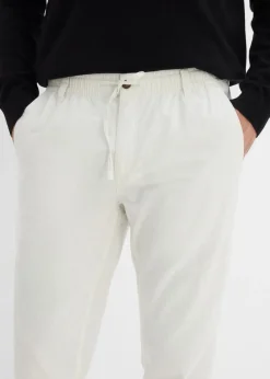 Pantalón tipo chino de mezcla de lino ligero con corte regular y forma recta