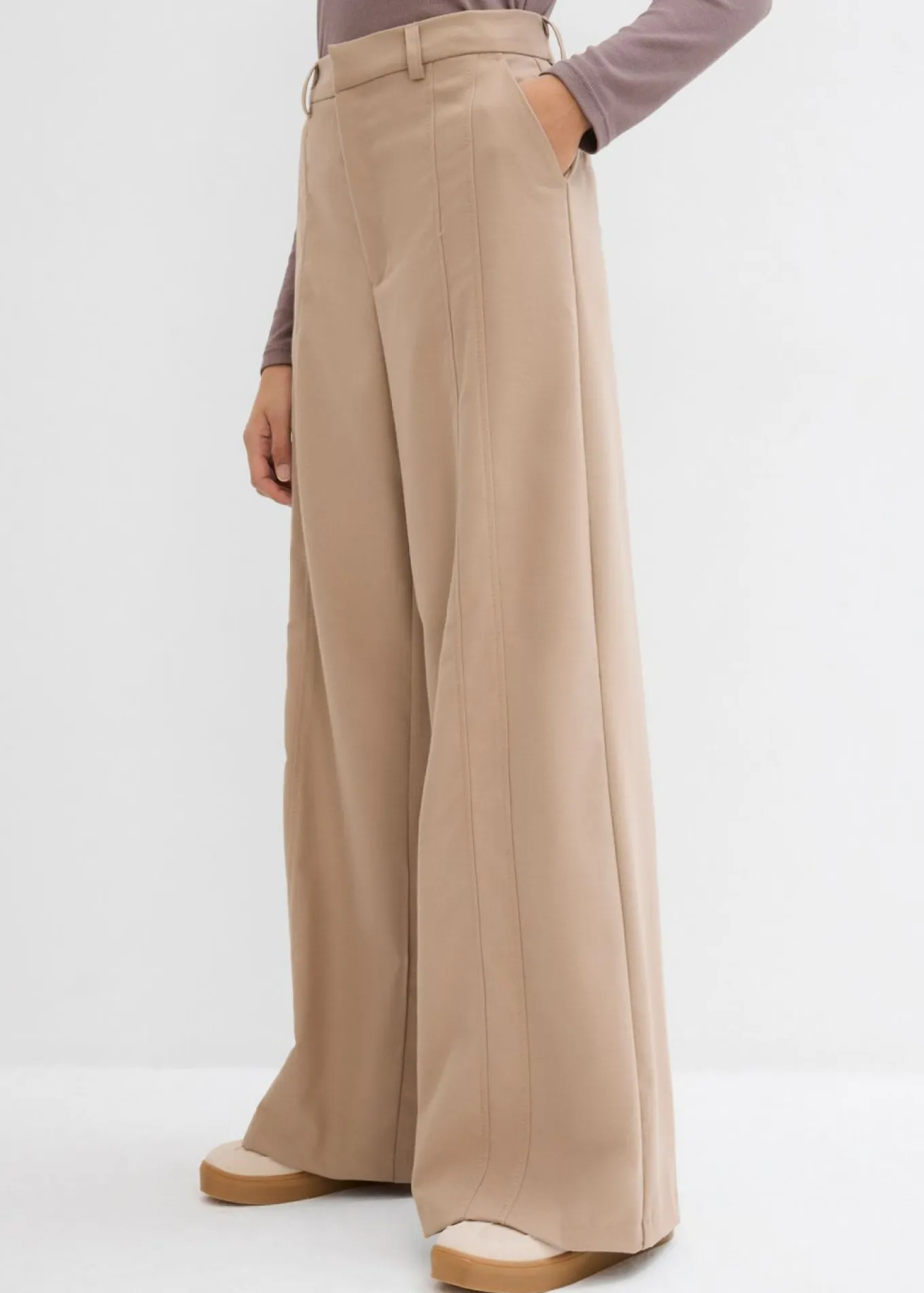 Pantalón tipo Marlene de mezcla de viscosa con cintura alta