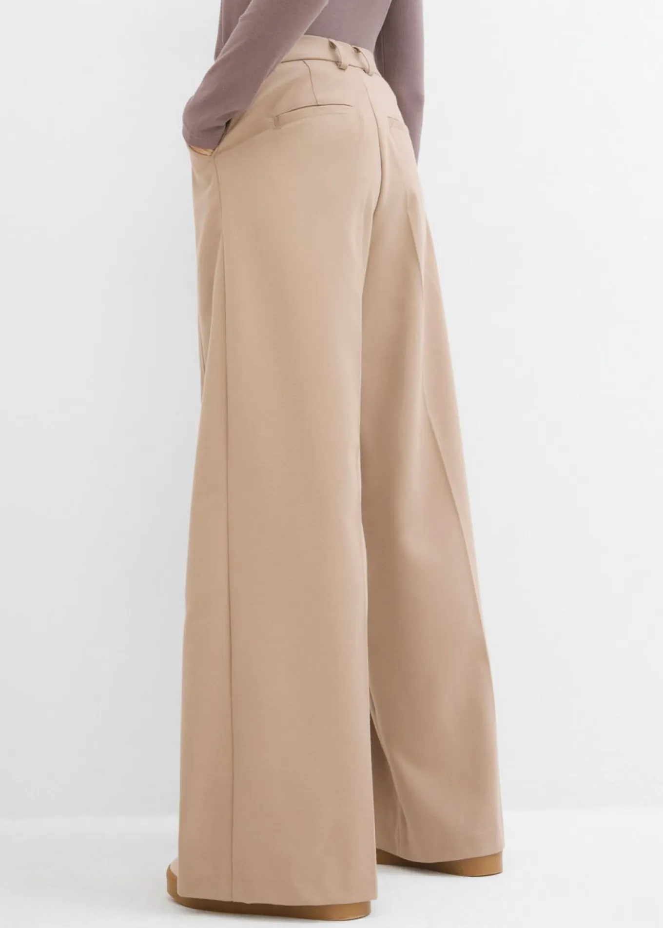 Pantalón tipo Marlene de mezcla de viscosa con cintura alta