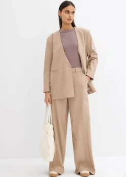 Pantalón tipo Marlene de mezcla de viscosa con cintura alta