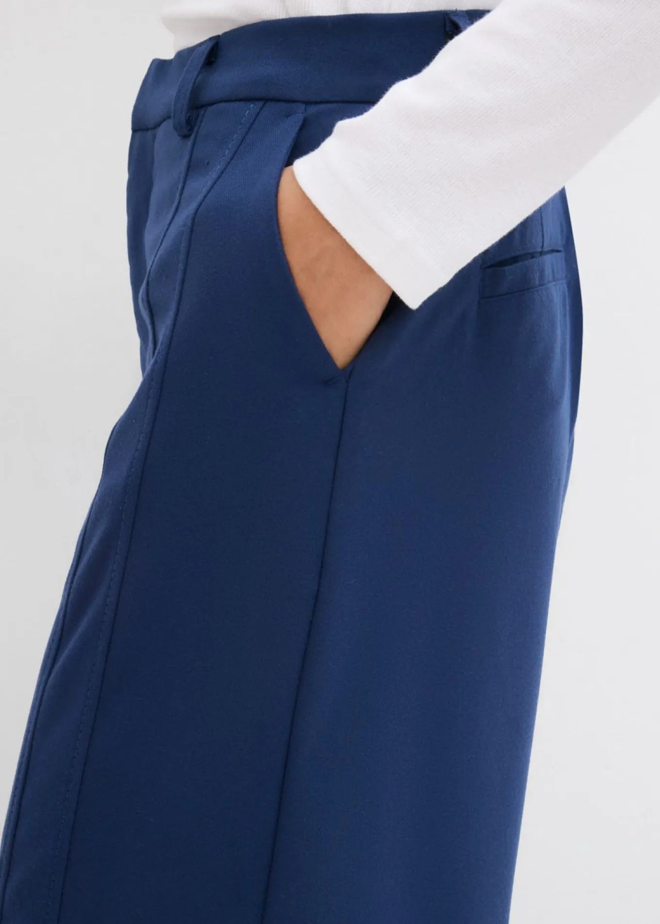 Pantalón tipo Marlene de mezcla de viscosa con cintura alta