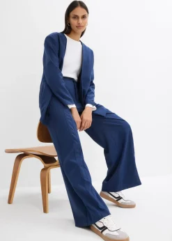 Pantalón tipo Marlene de mezcla de viscosa con cintura alta