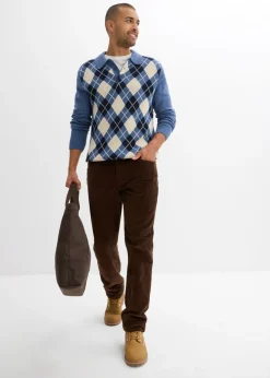 Pantalón térmico de pana con corte informal, forro de franela y diseño recto