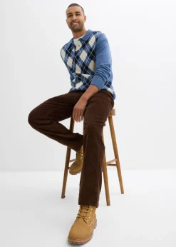 Pantalón térmico de pana con corte informal, forro de franela y diseño recto