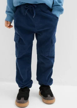 Pantalón térmico de pana sin cierre tipo cargo con corte regular y forro de punto