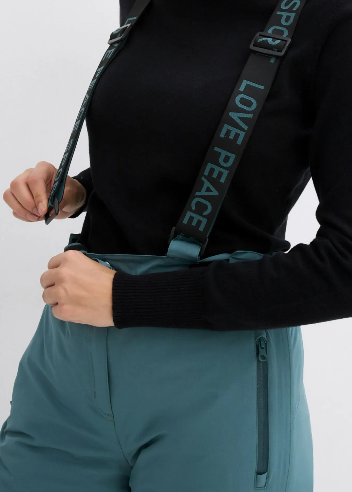 Pantalón térmico funcional de esquí con tirantes desmontables, material impermeable y corte recto