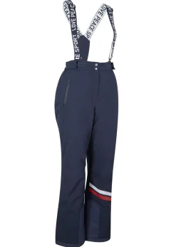 Pantalón térmico funcional de esquí con tirantes desmontables, material impermeable y corte recto