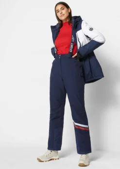 Pantalón térmico funcional de esquí con tirantes desmontables, material impermeable y corte recto