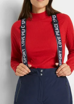 Pantalón térmico funcional de esquí con tirantes desmontables, material impermeable y corte recto