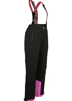 Pantalón térmico funcional de esquí con tirantes desmontables, material impermeable y corte recto