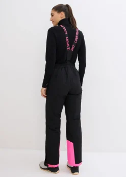 Pantalón térmico funcional de esquí con tirantes desmontables, material impermeable y corte recto