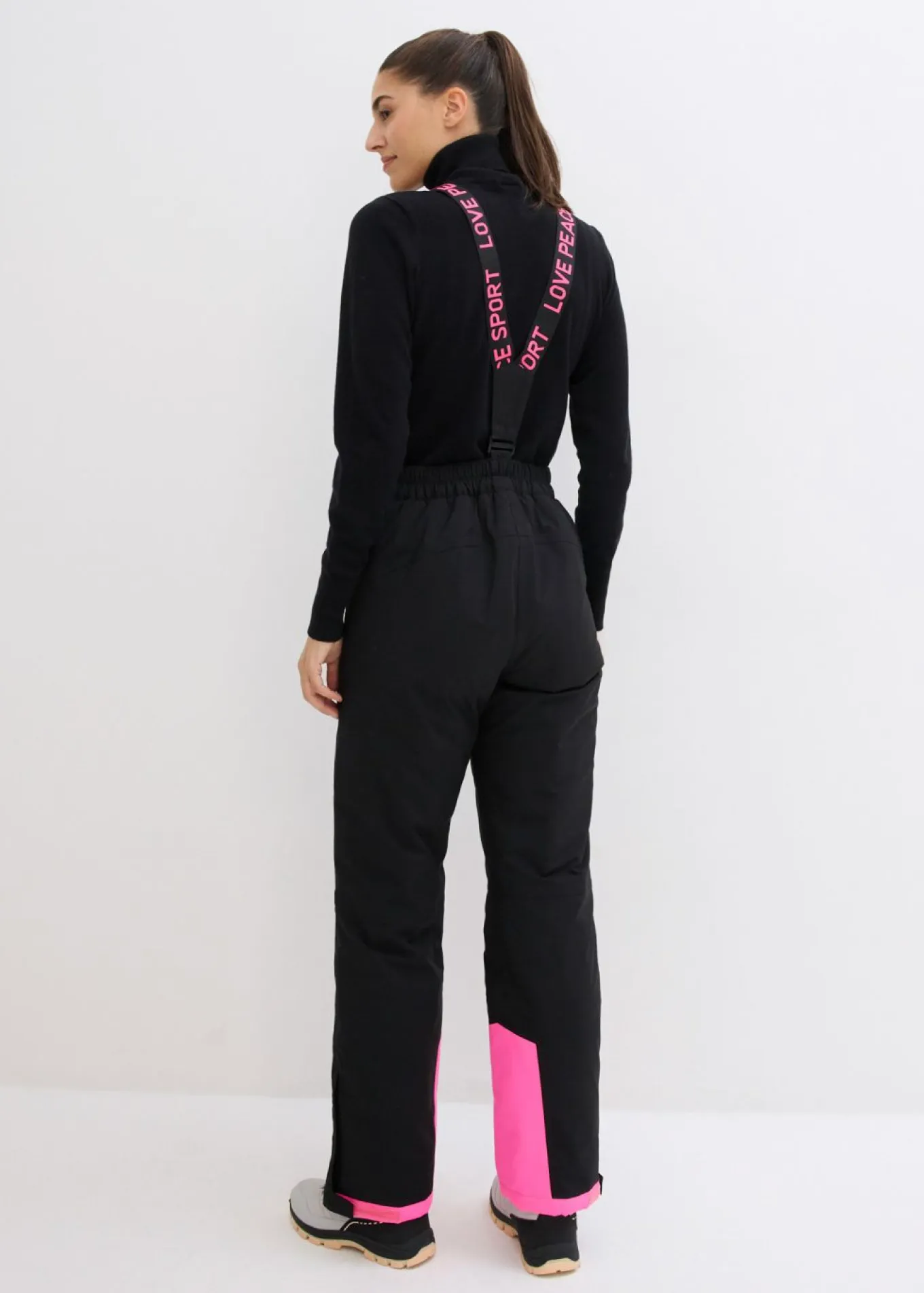 Pantalón térmico funcional de esquí con tirantes desmontables, material impermeable y corte recto