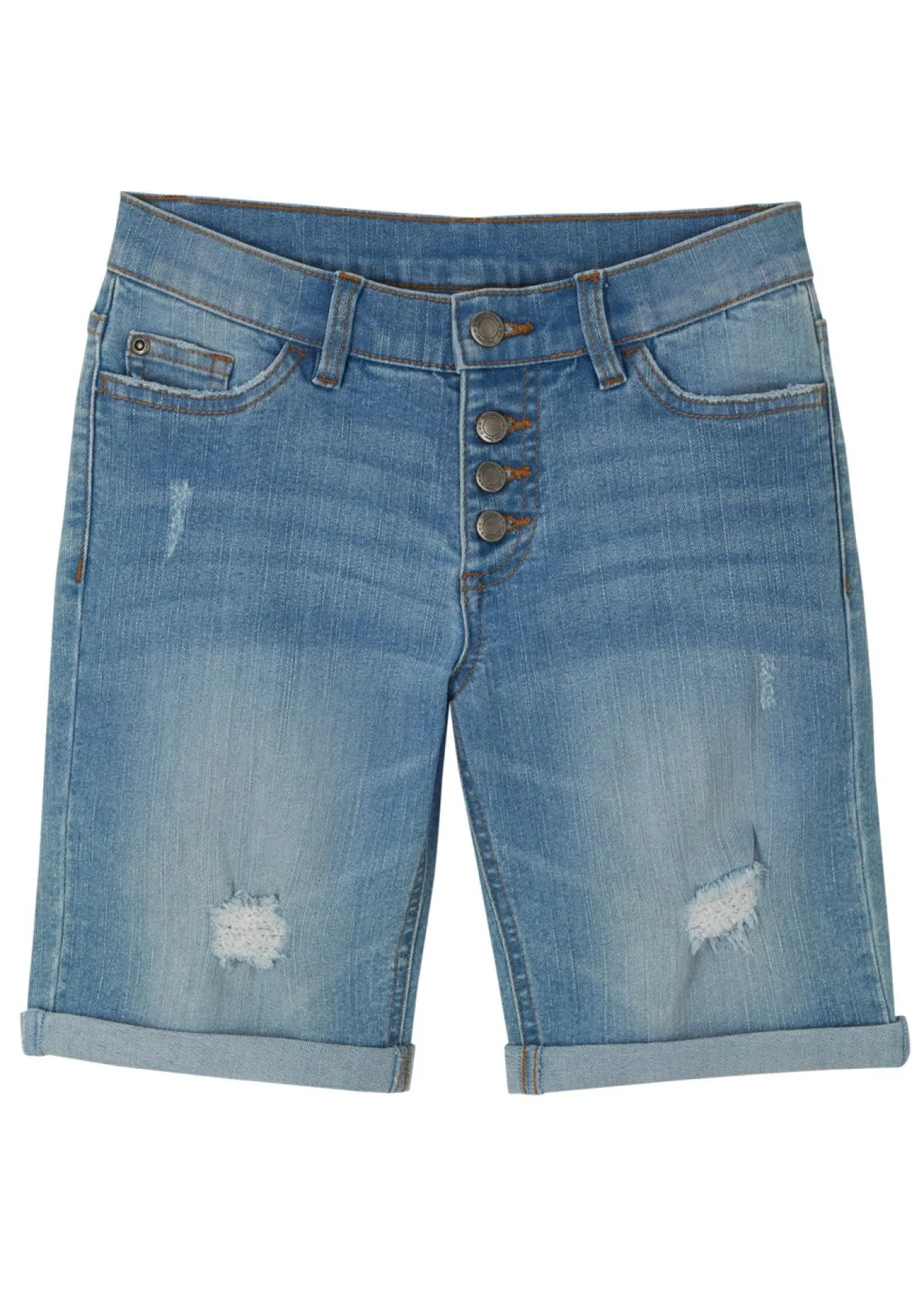 Pantalón vaquero corto elástico con talle medio