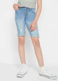 Pantalón vaquero corto elástico con talle medio