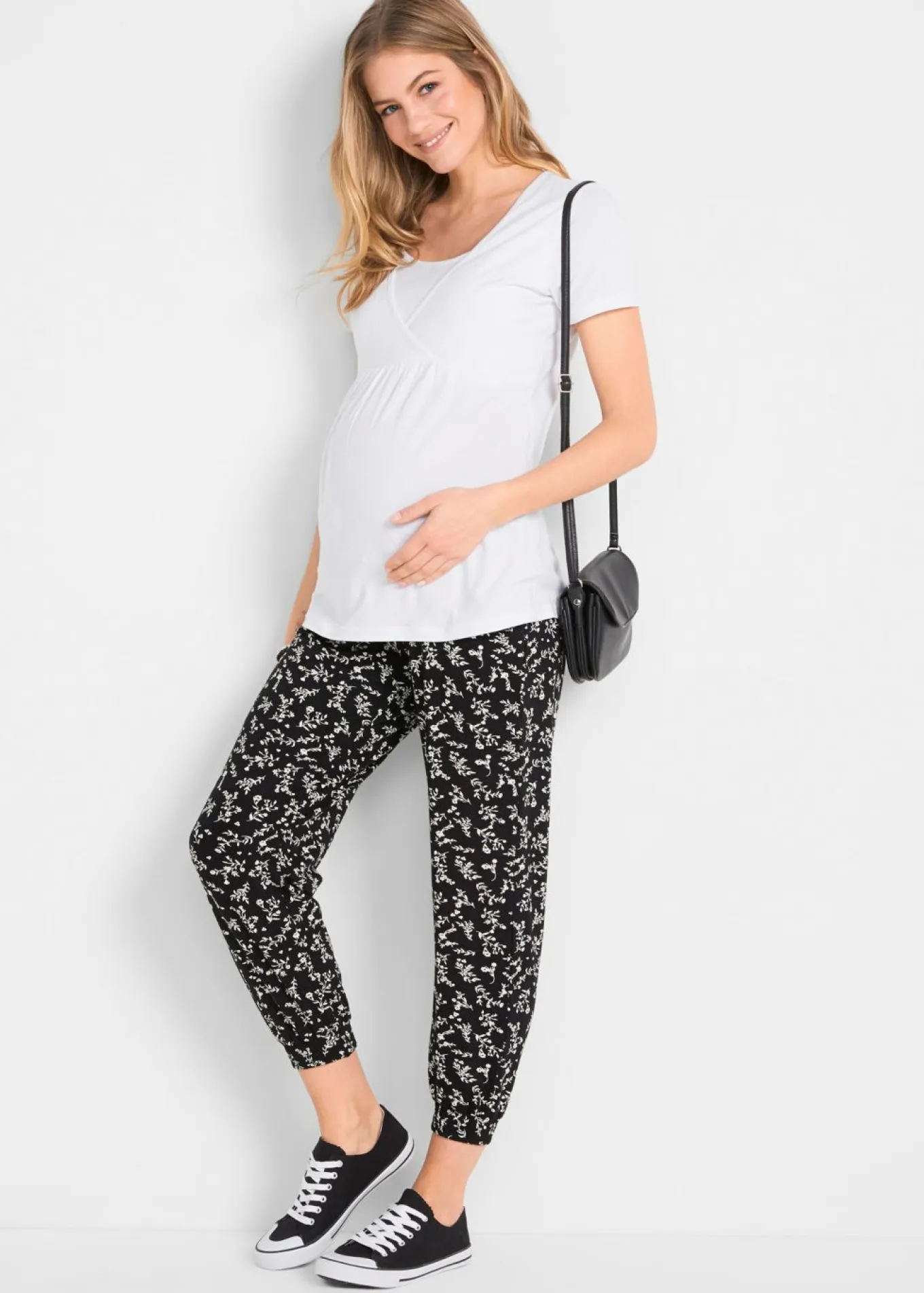 Pantalones premamá con estampado divertido, mezcla de viscosa, loose fit