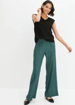 Pantalones slip-on de crepé de viscosa fluido