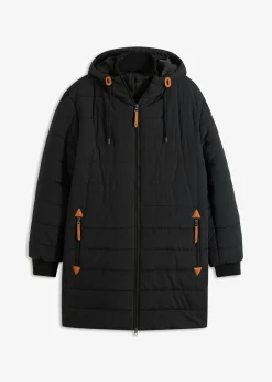 Parka acolchada con capucha y detalles de piel sintética
