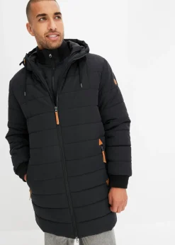 Parka acolchada con capucha y detalles de piel sintética