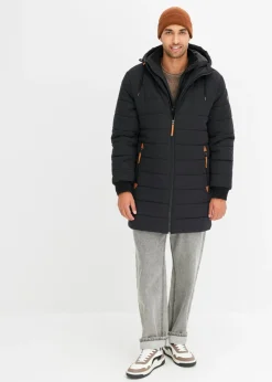 Parka acolchada con capucha y detalles de piel sintética