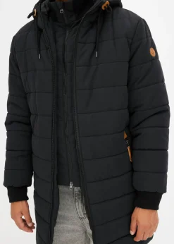 Parka acolchada con capucha y detalles de piel sintética