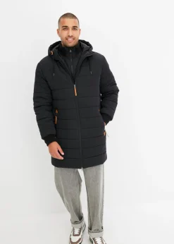 Parka acolchada con capucha y detalles de piel sintética