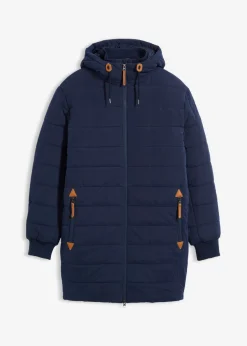 Parka acolchada con capucha y detalles de piel sintética