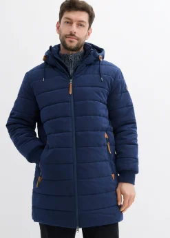 Parka acolchada con capucha y detalles de piel sintética