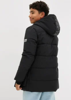 Parka acolchada con detalles deportivos y capucha