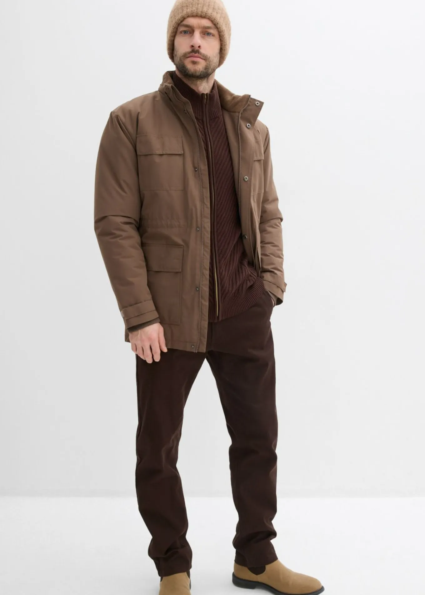 Parka acolchada con forro polar y capucha desmontable
