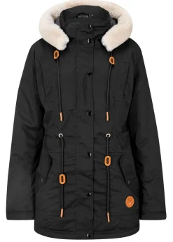 Parka acolchada con ribete de pelo sintético