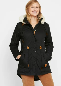 Parka acolchada con ribete de pelo sintético