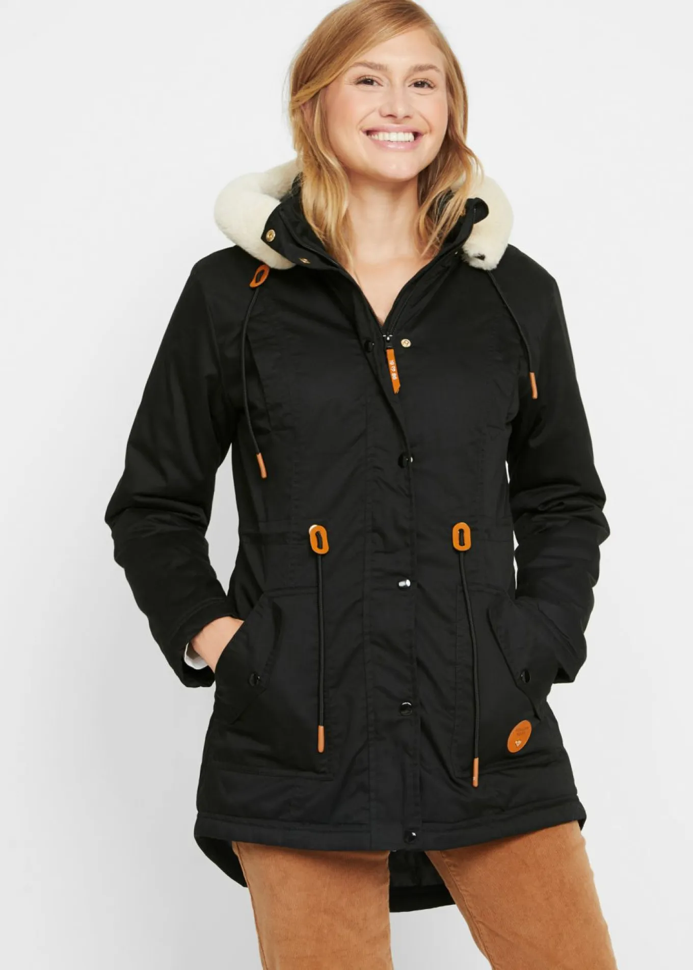 Parka acolchada con ribete de pelo sintético